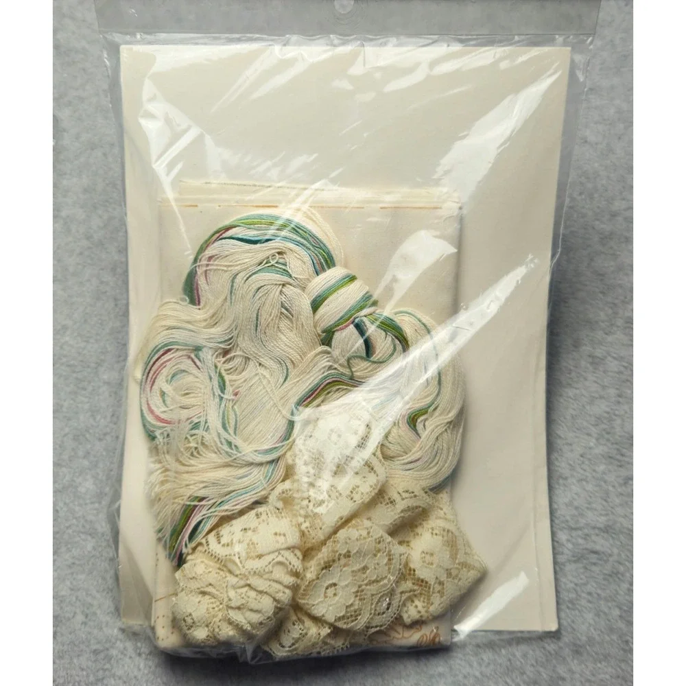 Vintage Cross Stitch Pillow Kits Roses on Lace and Floral Bouquet Embroidery Kit